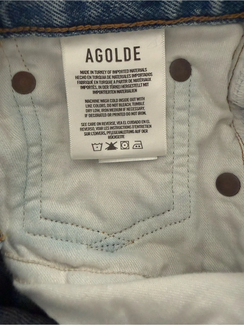 Agolde Light Blue Distressed Denim Shorts